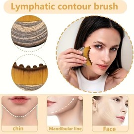 Lymph Contour Face Brush Set Sandalwood Gua Sha Massager Ergonomic Shaping Drainage Claw Comb Head Chin Neck Jaw Eyes Fits Skin Relieves Fatigue Swelling