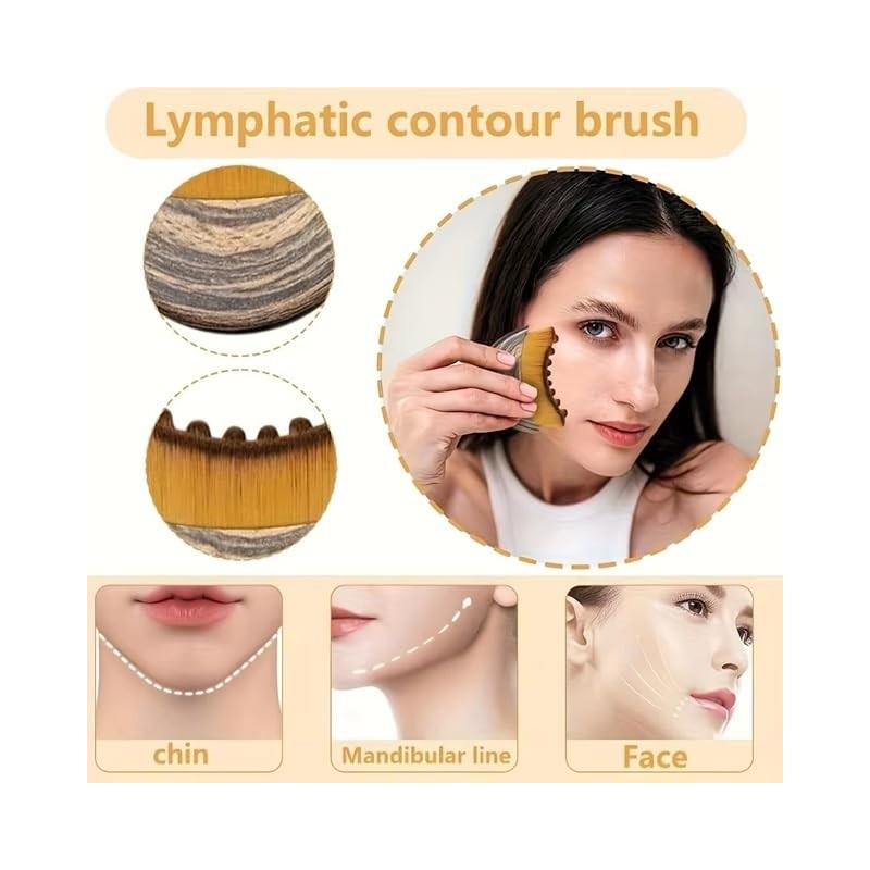 Lymph Contour Face Brush Set Sandalwood Gua Sha Massager Ergonomic