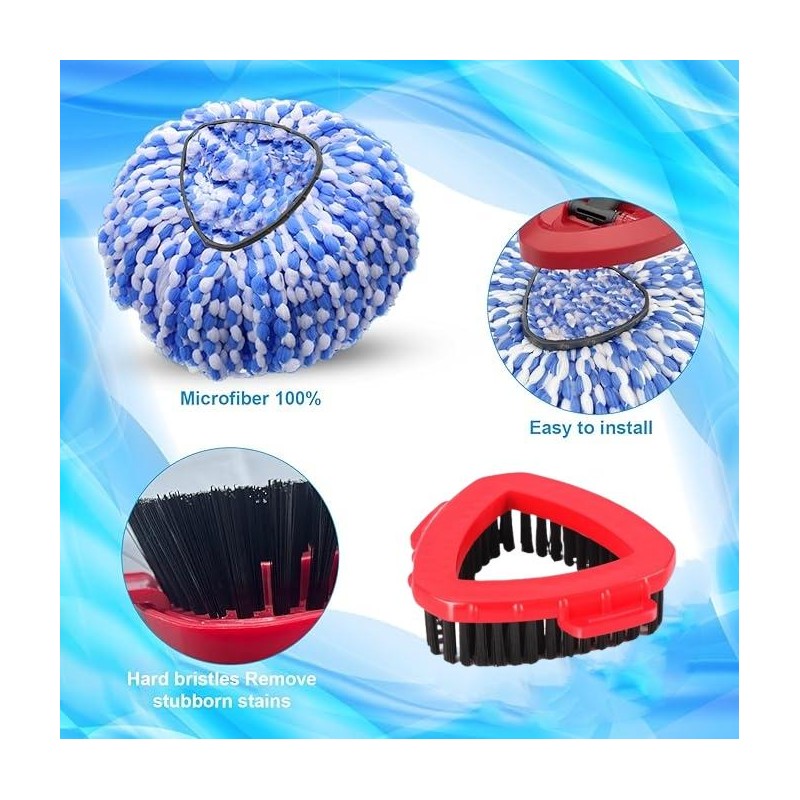 （ONLY Fit 2-TNAK）3 Pack Spin Mop Heads Replacement Compatible with