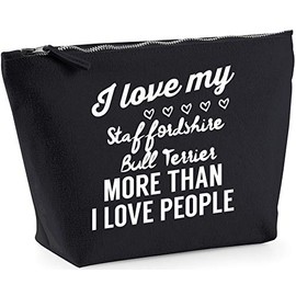 Hippowarehouse I love my staffordshire bull terrier more than I love people printed make up cosmetic wash bag 18x19x9cm