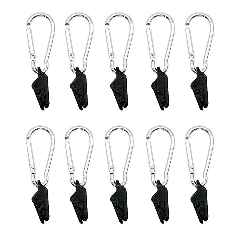 10-Piece Tarp Clamp Clips with Carabiners for Camping – Plastic