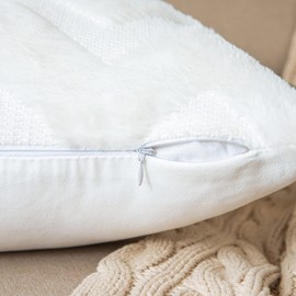 MIULEE Cushion Cover Wool Faux Fur Throw Pillow Case Wavy Fluffy Decorative Elegant Soft With Plush Home Decoration Cushions for Sofa Bed Protector 40 x 40cm 16 x 16 Inch White 2 Pieces