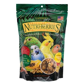 LAFEBER'S Tropical Fruit Nutri-Berries Pet Bird Food, Made with Non-GMO and Human-Grade Ingredients, for Cockatiels Conures Parakeets (Budgies) Lovebirds (Tropical Fruit 10 oz)