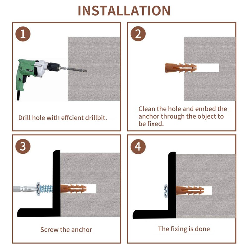 HEHALI 370pcs Plastic Drywall Wall Anchors Kit with Screws, Includes