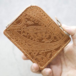 Vincent Crafted, Tochigi Leather, Paisley, L-Shaped Zipper, Mini Wallet, FARIA Small Wallet, Women's, Men's, Compact Wallet, Made in Japan, Nume