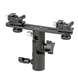 Khalia-Foto Flash Tilt with Rail, Two Hot Shoes, Umbrella Mount, Spigot and Threaded Connection (Black, 1/4 Inch Thread, 1/200 Sync, Internal, Wired)