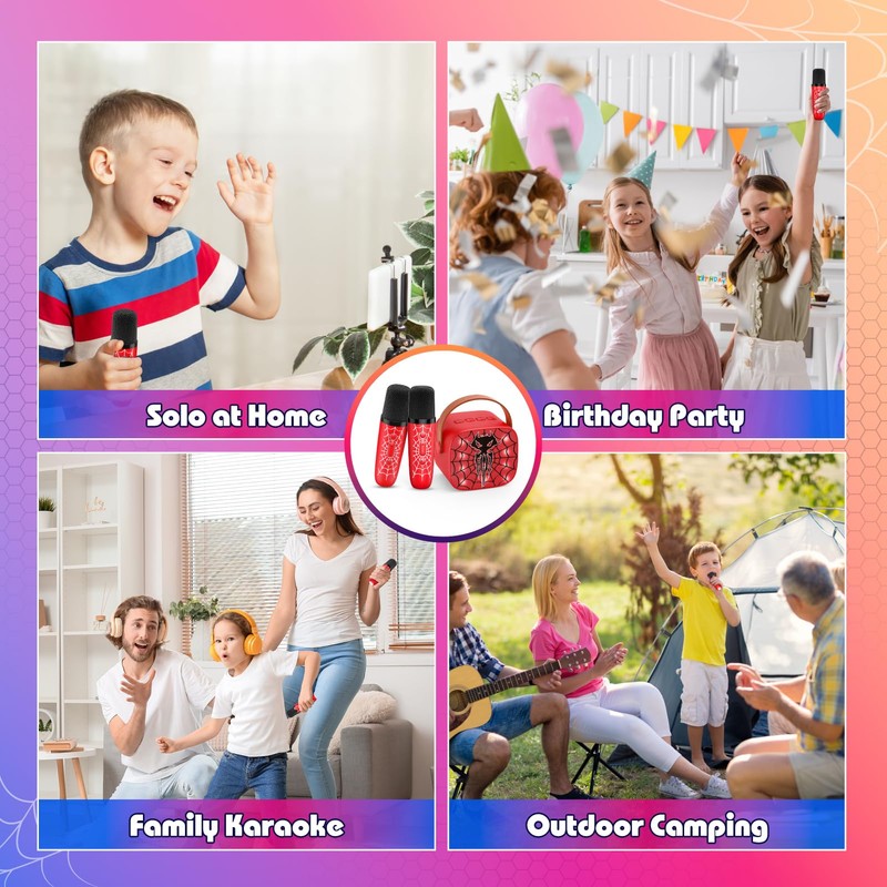 Braxel Karaoke Machine with 2 Bluetooth Microphones, Children, Gift Boy