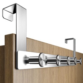 Menz Door Coat Rack for Hanging, Stainless Steel Door Coat Rack with Door Hooks in Round Design, Sturdy Door Hook Rail for Hanging, Practical Coat Hooks Door