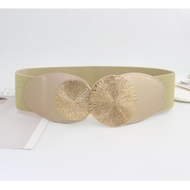 Oyccen Women's Elastic Waist Belt for Dress Coat Women's Wide Belt with Metal Buckle, gold