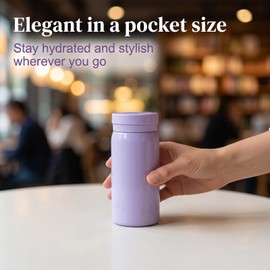 Borraccia Termica Piccola 200ml, Mini Borraccia Acciaio Inox da Borsetta per Caffè e Acqua, Piccolo Portatile con Adesivi 3D, Bottiglia Termica Compatta per Scuola e Ufficio, Viola