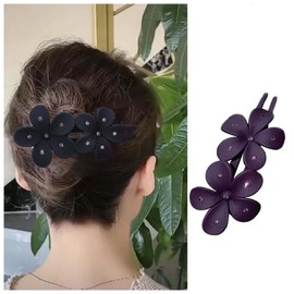 Aneneiceera Vintage Acrylic Black Hair Clip Pin Black Hair Clip Black Flower Barrette Clip Minimalist Clip Hair Accessories for Women (Black)