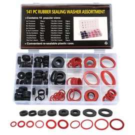 HUAZIZ Pack of 141 Sealing Ring Assortment Rubber Seals, 18 Sizes Fibre Rings Washer O-Rings Sealing Rings in Set for Sanitary Use Sealing Elements Tap Connection