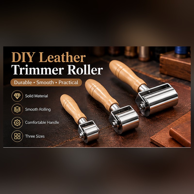 Leather Press Roller with Wooden Handle – Three Widths or