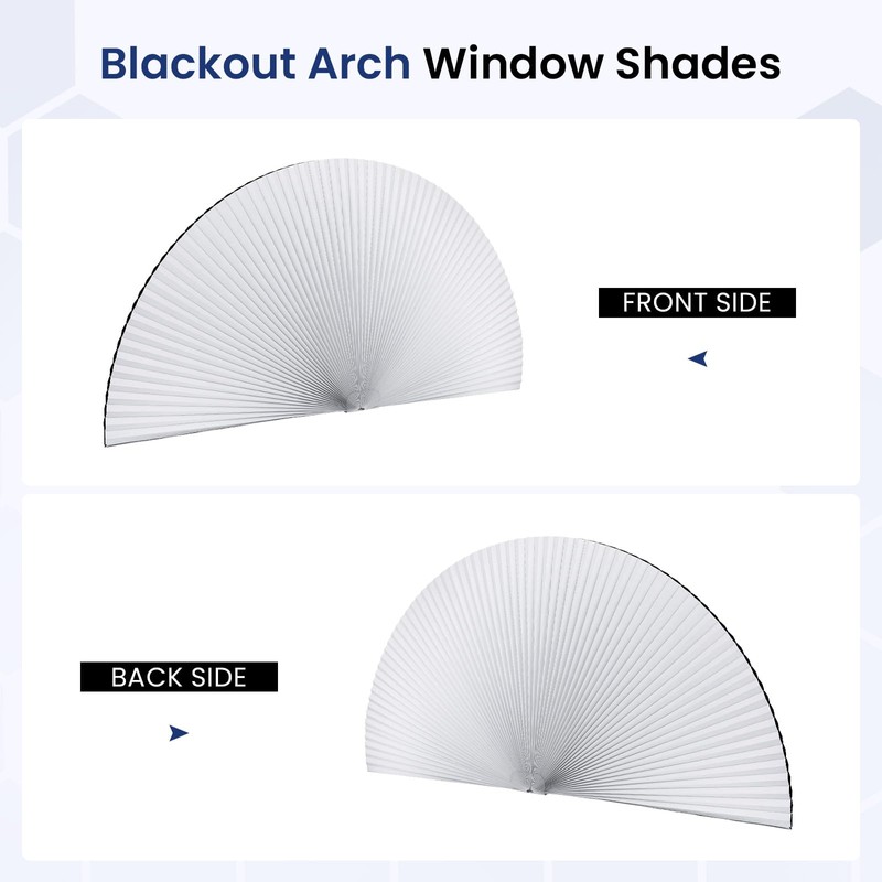 Grandekor No Drill Arch Window Shades Blackout 48" X 24"