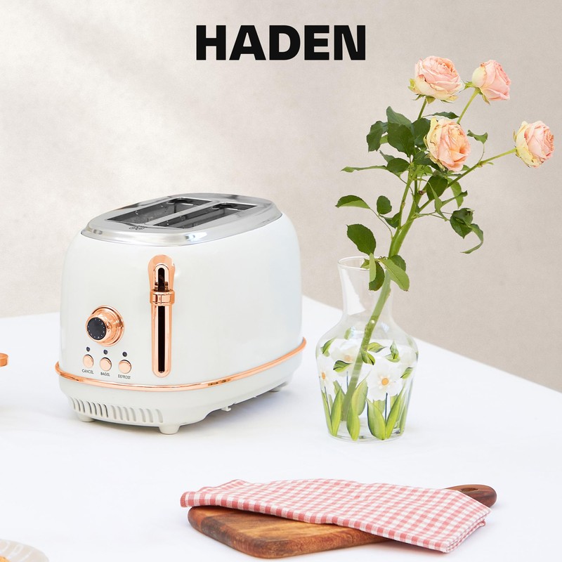 Haden Heritage 2-Slice Wide-Slot Toaster, Stainless-Steel Bread Toaster with Adjustable