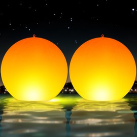 Niceput Solar Floating Pool Lights, 14 Inch Flame Solar Powered Pool Light Balls, Floating Glow Globe IP68 Waterproof, Inflatable Solar Lights up Balls for Swimming Pool Pond Outdoor Decor -2PCS