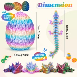 HIMS Set of 4 3D Printed Dragon Egg Mysterious Dragon Toy, Surprise Dragon Egg with Dragon Inside, 3D Printed Dragon Easter Dragon Eggs