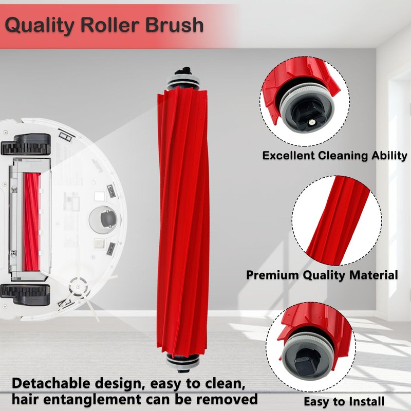 iKuKurun 2 Pack Rubber Roller Brushes Replacement for Roborock QV