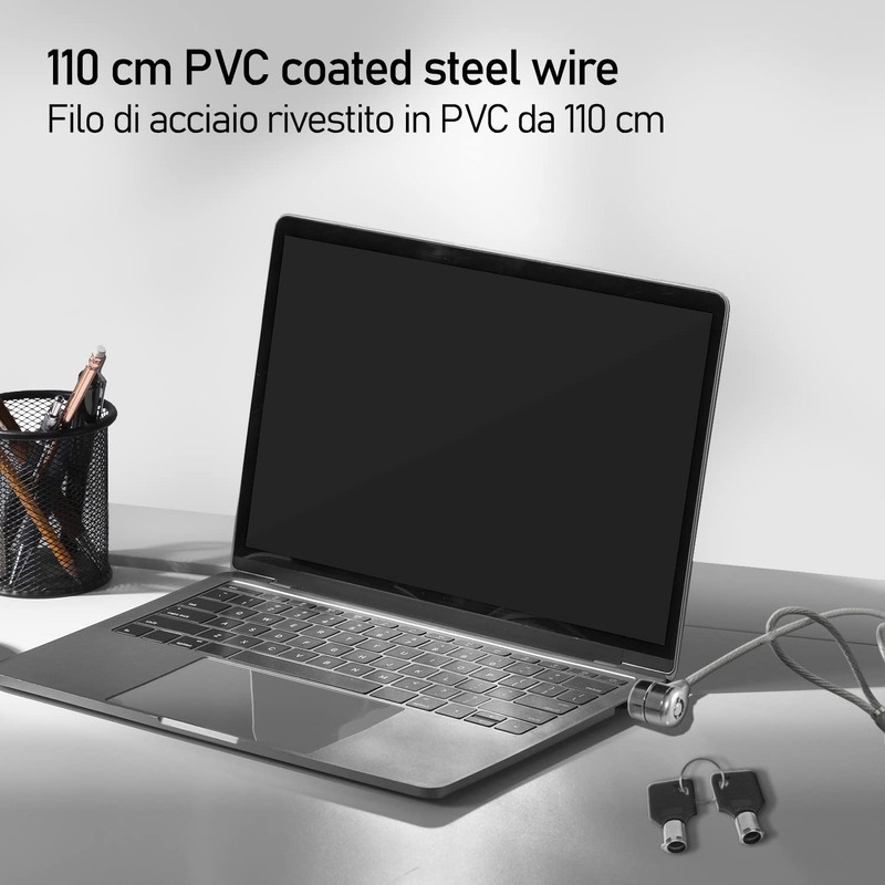 Cable Technologies Steel Security Cable 110cm Notebook with Padlock Kensington