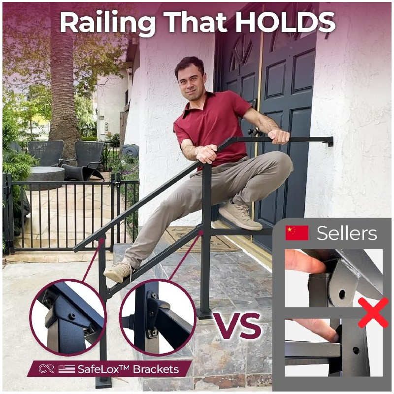 CHR Fence & Rail Hand Rails for Outdoor Steps, 3