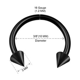 KJM Fashion Pack of 3 Anodised Horseshoe Ring 1.2 mm 16 g Helix Earrings