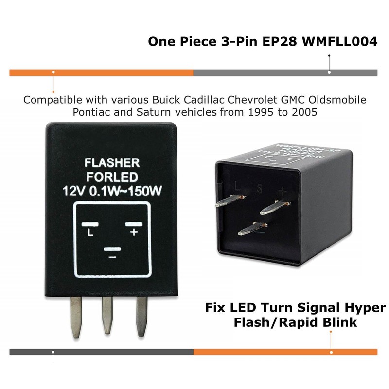 iJDMTOY 3-Pin EP28 EP-28 WMFLL004 Electronic LED Flasher Relay As