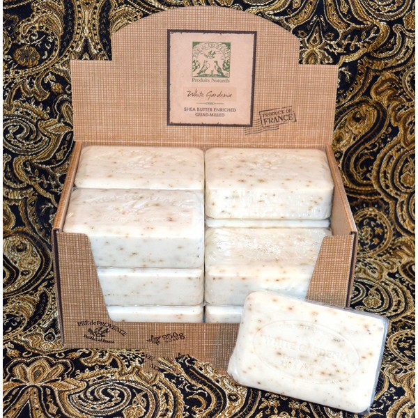 Pre de Provence 250g White Gardenia Shea Butter Enriched Quad Milled Soap, Case of 12 Bars