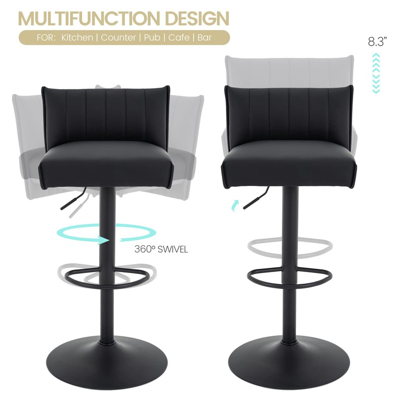 Brage Living Bar Stool, Couch Spring Seat, Adjustable Swivel PU