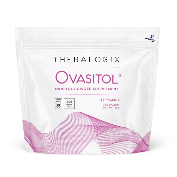 Theralogix Ovasitol Inositol Powder Packets - 90-Day Supply - Myo-Inositol & D-Chiro Inositol for Hormone Balance & Ovarian Function Support* - NSF Certified - 180 Packets