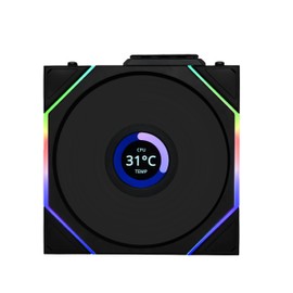 Lian Li UNI Fan TL LCD Wireless 120-Single Pack-2.4 GHz Wireless Signal ARGB Fan-Infinity Mirror-Daisy-Chain -Customizable Lighting Effects-Controller NOT Included & Required - Black (12TLLCD1W1B)