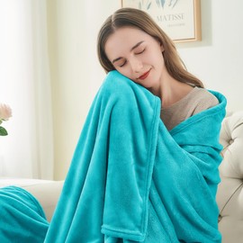 BEDELITE Fleece Blanket Teal Throw Blanket for Couch & Bed, Luxury Plush Cozy Fuzzy Blanket 50" x 60", Super Soft Warm Lightweight Throw Blanket for Travel Camping