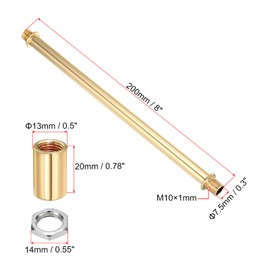 MECCANIXITY Lighting Downrod, 8 Inch Long M10 Threaded Extension Rod Lighting Fixtures for Pendant Light Island Lighting Chandeliers Fan, Gold Tone 4 Set