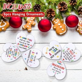 Namalu 6 Pcs Thank You Gifts Acrylic Pendant, Appreciation Gifts for Coworker Teacher Employee, Thank You Hanging Ornaments, Inspirational Gifts for Colleagues Nurses(Heart,Bright Pattern)