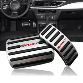 NYZAUTO Anti-Slip Foot Pedal Pads kit Compatible with A4 & Q5,Auto No Drilling Aluminum Brake and Gas Accelerator Pedal Covers