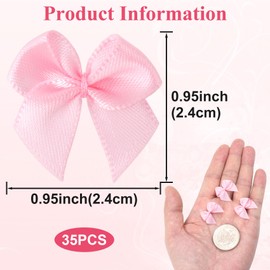 Mxxipp 35pcs Mini Ribbon Bows, Pink Satin Ribbon Bow, Cute Soft Bowknot Sewing Accessories for Flowers Bakery Wrapping Christmas Wedding Birthday Party Decoration- 0.95×0.95in/2.4×2.4cm