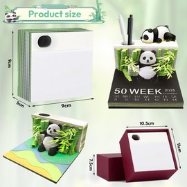 VOHESEA Panda Calendar 2025, 3D Calendar 2025, DIY Timepiece Calendar Tear Off, 3D Panda Art Pads, 3D Paper Carving Art Notepad Desk Decoration (A)