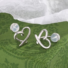 DIAMANTIO Sterling Silver Heart Clip-On Earrings for Women – 18K Gold Plated, Romantic Open Heart Non-Pierced Earrings with Moonstone Accent, Elegant Minimalist Jewelry #D210325