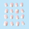 JUSTOTRY 24 Pcs Pink Solid Fake Nails Short,Gradient Square Press