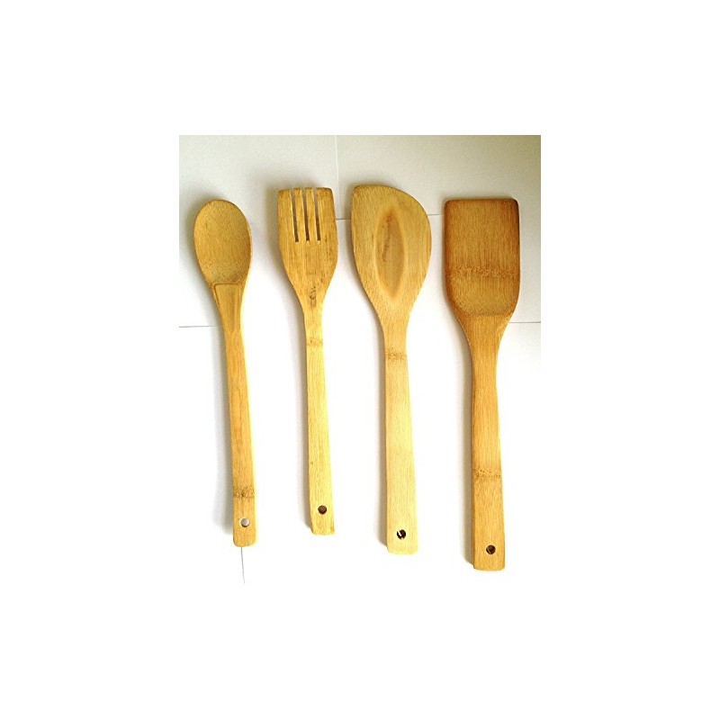 V-VAPE 4 x Piece Wooden Spatula Kitchen Cooking Utensils Set