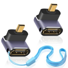 Duttek Adaptador micro HDMI a HDMI de 90 grados, ángulo descendente HDMI hembra a micro HDMI macho, adaptador micro HDMI, con luz LED y diseño perforado para cámaras, videocámaras CC (paquete de 2)