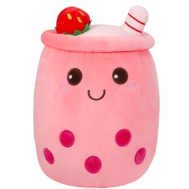 HXPLN Bubble Tea Plush Pillow, 35cm Kawaii Boba Plush Toy for Kids and Adults, Soft Stuffed Boba Plushies for Girls and Boys Gift Idea for Birthday Christmas Holiday Decorations (Pink)