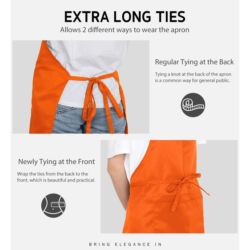 Syntus 12 Pack Bib Apron, Unisex Aprons Adjustable Waterdrop Resistant