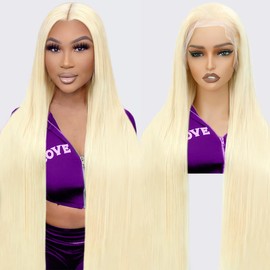 LAKASTATR 30 Inch 613 Lace Front Wig Human Hair 200 Density Blonde Wig Human Hair 613 13x6 HD Lace Frontal Wig Straight Blonde Lace Front Wigs for Women Pre Plucked with Baby Hair