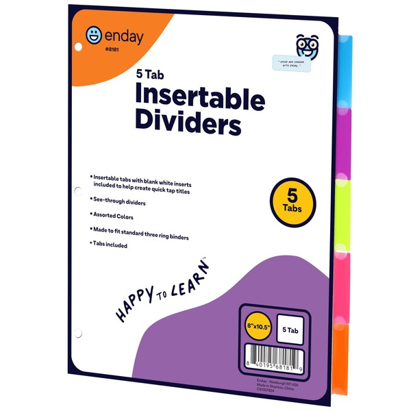 Binder Dividers with Tabs, 5 Dividers for 3 Ring Binder