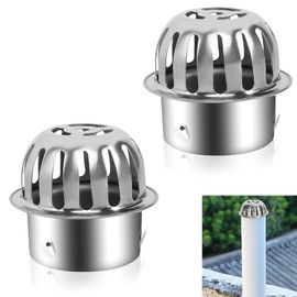 Gutter Protection Downpipe, Pack of 2 Leaf Catcher Gutter Stainless Steel, 75 mm Stainless Steel Downpipe Protection, for Drain Pipes, Downpipes, Roof Pipes
