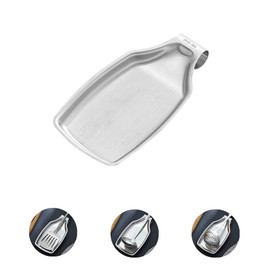 Stainless Steel Spoon Rest, 304 Stainless Steel Kitchen Spoon Holder Kitchen Cutlery Tray Multipurpose Metal Ladle Rest Giant Ladle Rest for Kitchen Utensils (Silver)