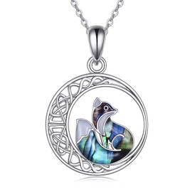 DAYLINLOVE Fuchs Kette 925er Sterlingsilber Keltischer Knoten Abalone Muschel Anhänger Halskette Tier Fuchs Schmuck Geschenke für Damen Frauen Mädchen