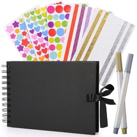 Kit de Álbum de fotos DIY, Scrapbook Album de 60 Páginas A5 Perfecto para Viajes, Halloween, Navidad, Bodas y Fiestas, Ideal para Guardar Recuerdos y Diseños de Bricolaje (Negro)