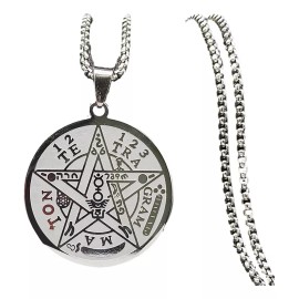 TENDER LIHOME Collar Medalla Pentagrama Tetragramaton Dije Protección Acer
