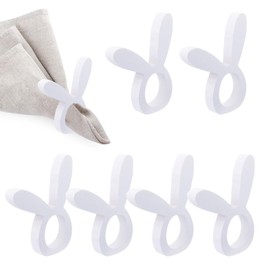 Napkin Rings, Pack of 6 Easter Napkin Rings, White Rabbit Napkin Holder, Wooden Napkin Rings, Rabbit Ears Napkin Rings, Hollow Napkin Buckles, for Easter, Wedding, Birthday Party